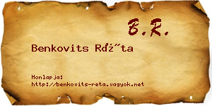Benkovits Réta névjegykártya